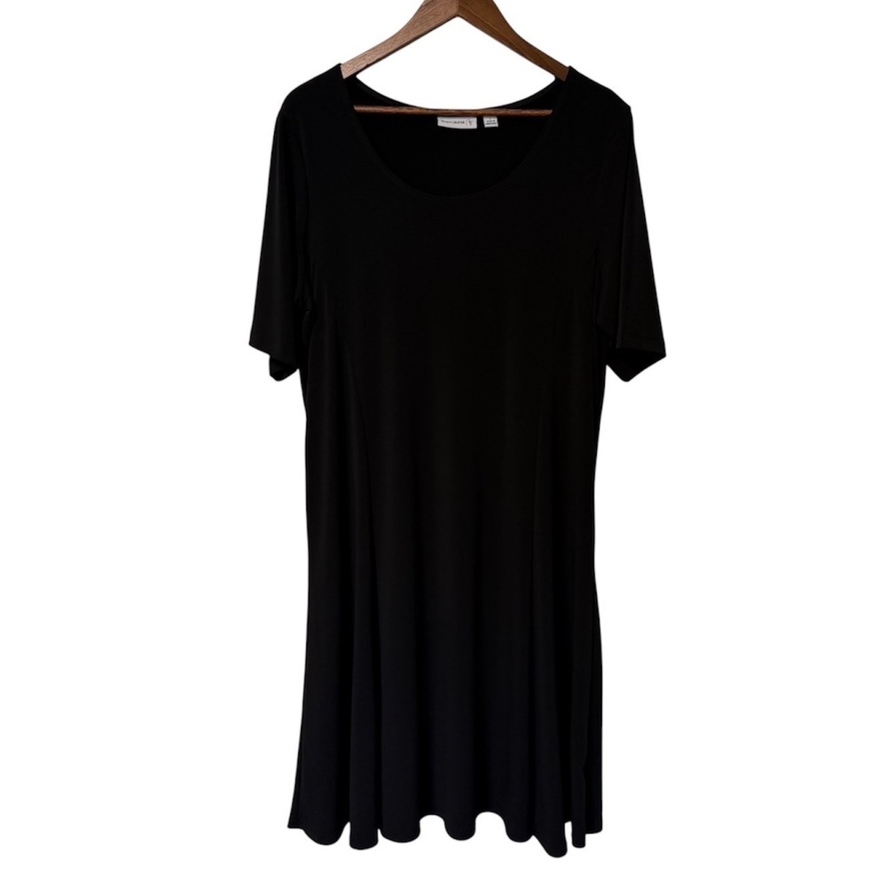 Susan Graver Dress Womens L Black A-Line Stretch Minimalist Lagenlook LBD Travel - Picture 1 of 13